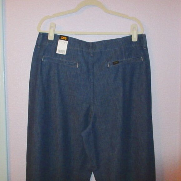 Lee Women's Wide Leg Trouser Jeans Size 16 Dark Wash High Rise Drapey 36x30 NWT - Picture 9 of 13